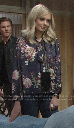 Abby’s floral blouse with fringe on The Young and the Restless