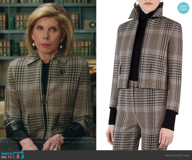 Akris Punto Claire Glen Plaid Jacket worn by Diane Lockhart (Christine Baranski) on The Good Fight