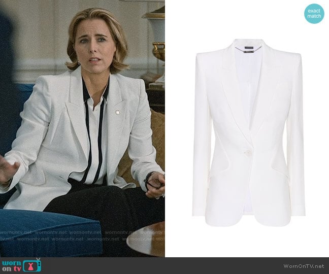 Alexander McQueen Crepe Blazer worn by Elizabeth McCord (Téa Leoni) on Madam Secretary