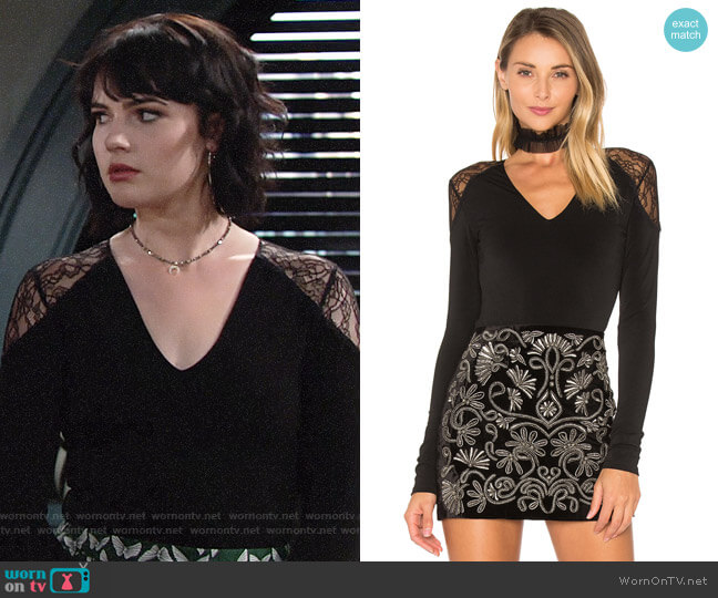 Alice + Olivia Nancey Bodysuit worn by Tessa Porter (Cait Fairbanks) on The Young and the Restless