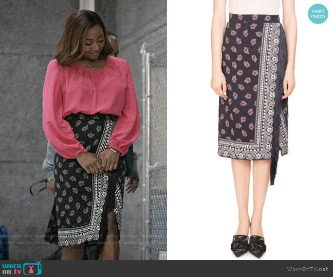 Altuzarra Jude Floral Bandana Wrap Skirt worn by Daisy Grant (Patina Miller) on Madam Secretary