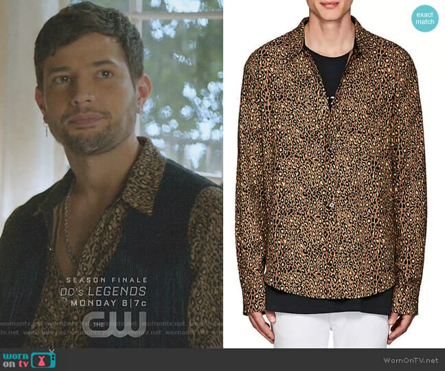 Leopard-Print Cotton-Cashmere Shirt by Amiri worn by Sam Flores (Rafael de la Fuente) on Dynasty