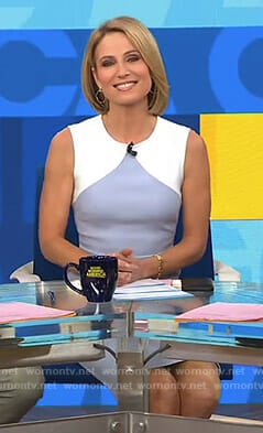 Amy’s white and blue colorblock sleeveless dress on Good Morning America