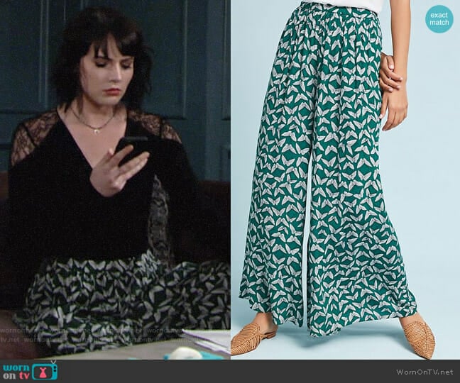 Anthropologie Maeve Acker Wide-Leg Pants worn by Tessa Porter (Cait Fairbanks) on The Young and the Restless