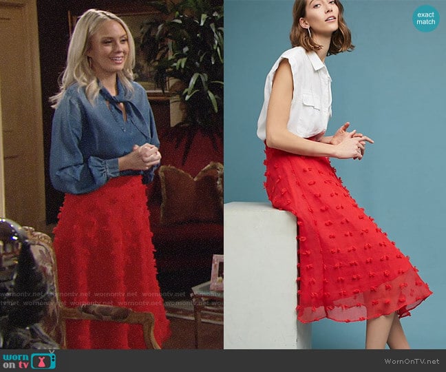 Anthropologie Marlow Textured Skirt worn by Abby Newman (Melissa Ordway) on The Young and the Restless