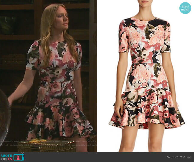 Floral Tiered-Hem Dress by Aqua worn by Abigail Deveraux (Kate Mansi) on Days of our Lives