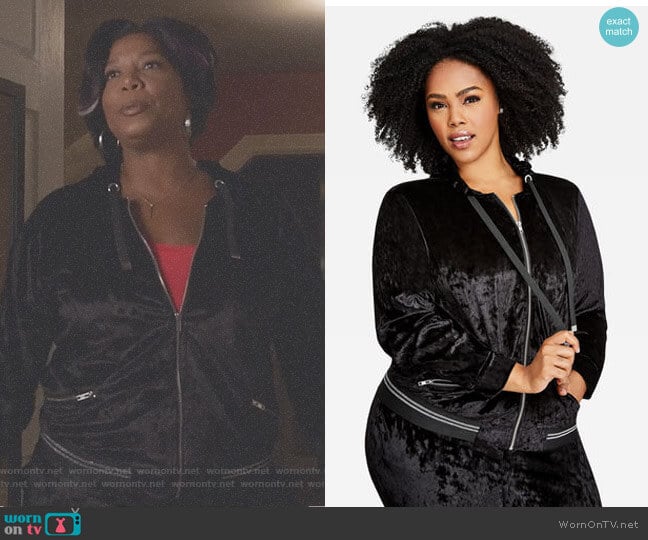 Velvet Zip Up Hoodie by Ashley Stewart worn by Carlotta Brown (Queen Latifah) on Star