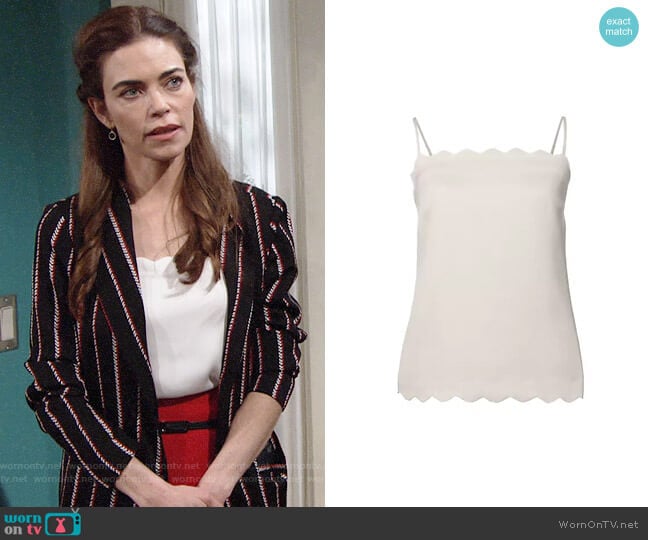 Banana Republic Scalloped Easy Care Essential Camisole worn by Victoria Newman (Amelia Heinle) on The Young and the Restless