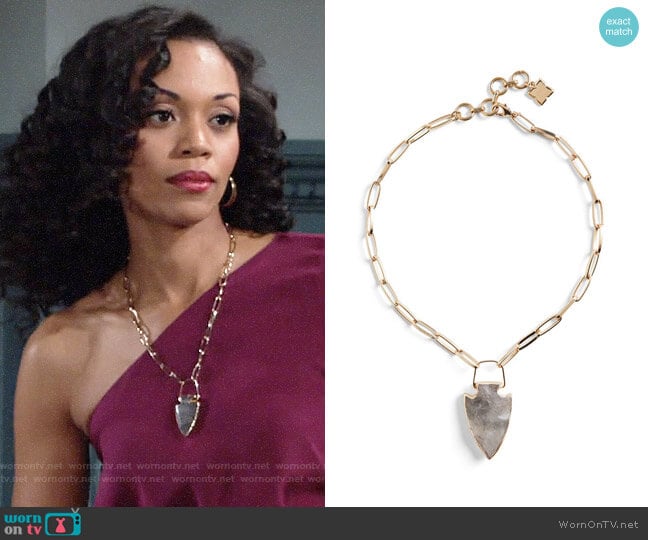 Bcbgmaxazria Natural Stone Pendant Necklace worn by Hilary Curtis (Mishael Morgan) on The Young and the Restless