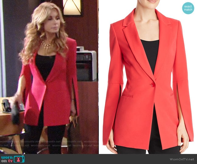 WornOnTV: Lauren's red split-sleeve blazer and gold tassel