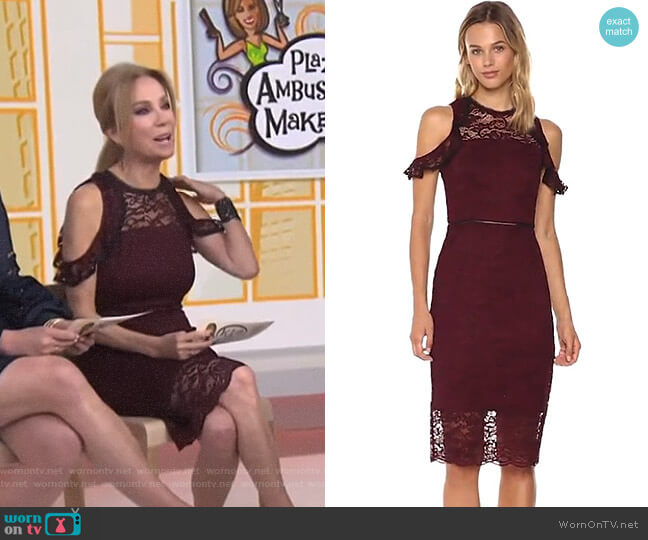 WornOnTV: Kathie’s burgundy cold-shoulder lace dress on Today | Kathie ...