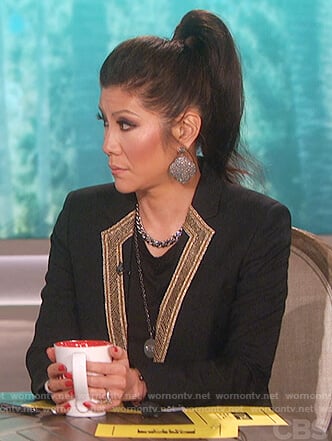 Julie’s black embroidered lapel blazer on The Talk