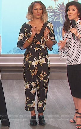 Eve’s black floral print jumpsuit on The Talk