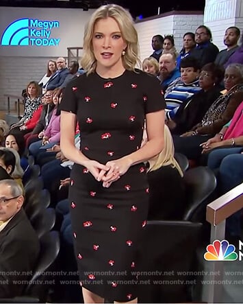 Megyn’s black floral sheath dress on Megyn Kelly Today