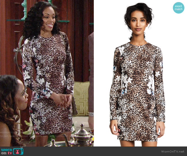 Black Halo Lively Dress in Wild Dolly worn by Hilary Curtis (Mishael Morgan) on The Young and the Restless