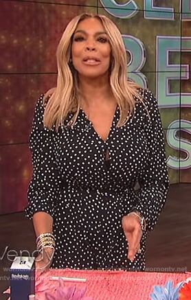 Wendy's black polka dot jumpsuit on The Wendy Williams Show