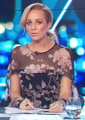 Carrie's sheer floral top on The Project