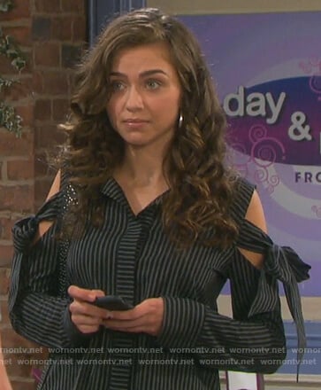 Ciara's black tie shoulder top on Days of our Lives