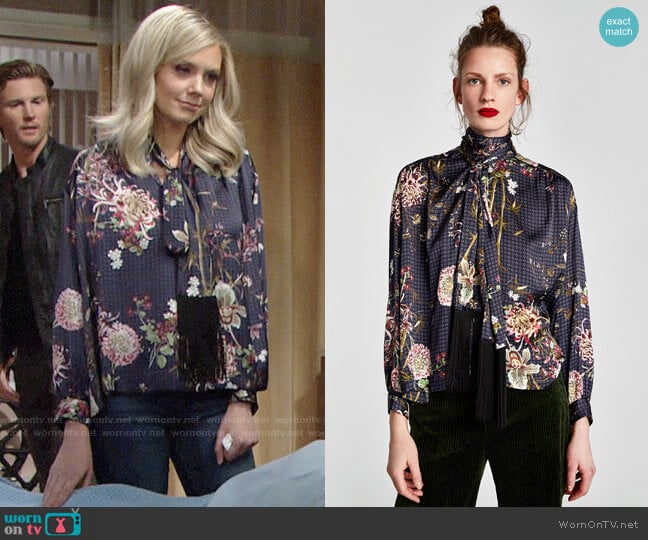 Zara Blouse with Fringe and Bow worn by Abby Newman (Melissa Ordway) on The Young & the Restless