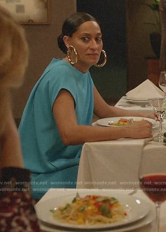 Bo's turquoise blue date night dress on Black-ish