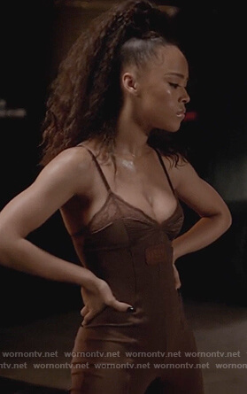 Tiana’s brown lace jumpsuit on Empire