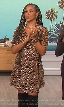 Eve’s leopard print v-neck dress on The Talk