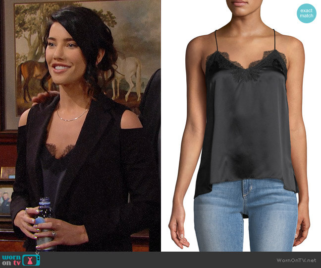 Cami NYC The Racer Silk Charmeuse Camisole w/ Lace worn by Steffy Forrester (Jacqueline MacInnes Wood) on The Bold and the Beautiful