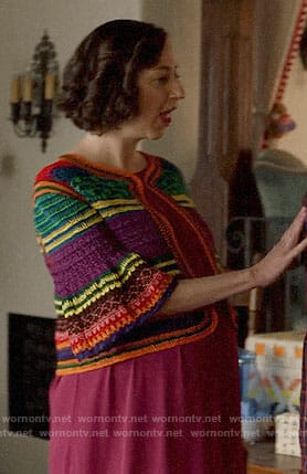 Carol's striped crochet cardigan on Last Man on Earth