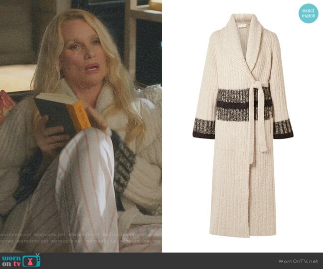 Striped Ribbed Wool-Blend Cardigan by Chloe worn by Alexis Carrington (Elaine Hendrix) on Dynasty