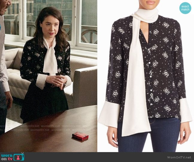 Cinq a Sept Stardust Rowan Silk Floral Top worn by Marissa Gold (Sarah Steele) on The Good Fight