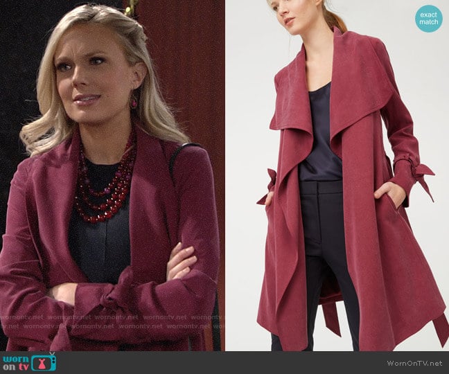 Club Monaco Ellayne Trench worn by Abby Newman (Melissa Ordway) on The Young and the Restless