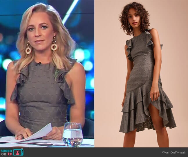 Magnetise Short Sleeve Dress by C/Meo Collective worn by Carrie Bickmore on The Project