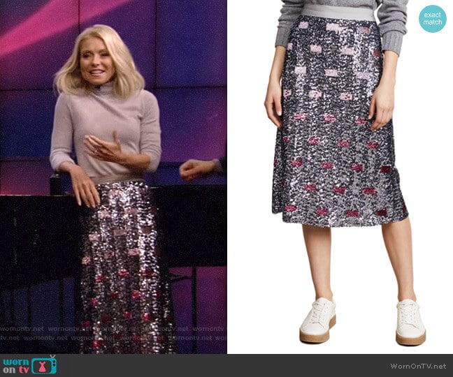 Long Embellished Skirt by Coach 1941 worn by Kelly Ripa on Live with Kelly and Mark