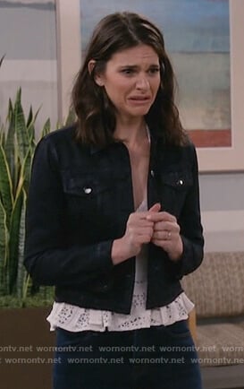 Leslie's black denim jacket on Living Biblically