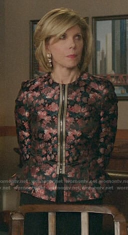 Diane's floral zip front jacket on The Good Fight