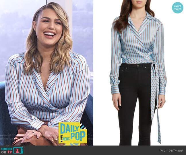 Stripe Wrap Top by Diane von Furstenberg worn by Carissa Loethen Culiner on E! News