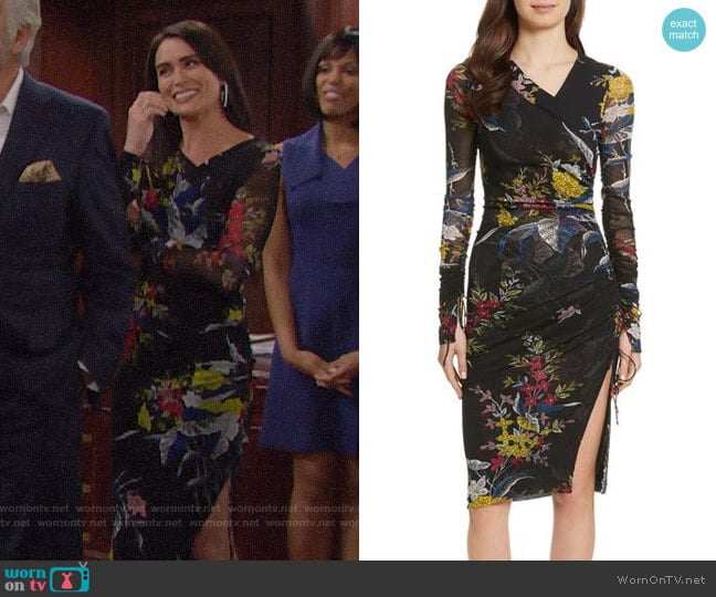 Diane von Furstenberg Ruched Faux Wrap Dress worn by Quinn Fuller (Rena Sofer) on The Bold and the Beautiful