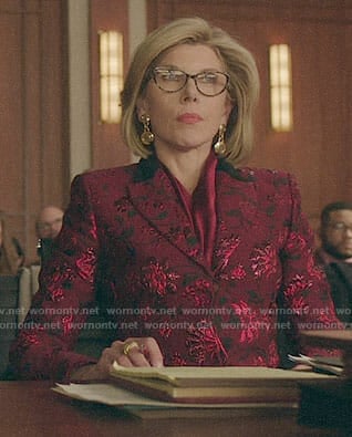 Diane’s red floral blazer on The Good Fight