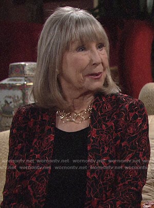 Dina’s red rose print jacket on The Young and the Restless