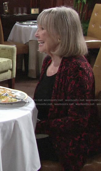 Dina's red rose print jacket on The Young and the Restless