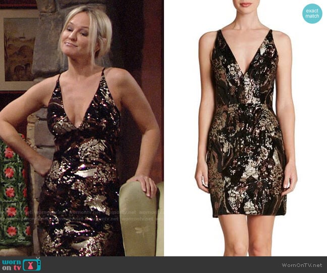 Dress the Population Jordyn Dress worn by Sharon Newman (Sharon Case) on The Young and the Restless