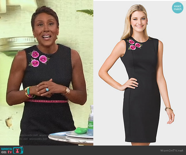 Floral Embroidered Sheath Dress by Dressbarn worn by Robin Roberts on Good Morning America