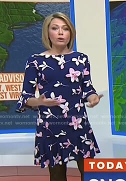 Dylan’s navy floral bell sleeve dress on Today