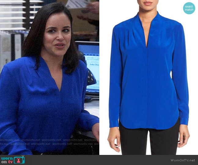 Elie Tahari Blue Bea Top worn by Amy Santiago (Melissa Fumero) on Brooklyn Nine-Nine