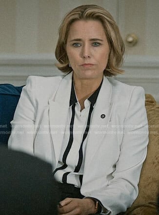 Elizabeth’s white blazer on Madam Secretary