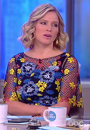 Sara's black floral embroidered dress on The View