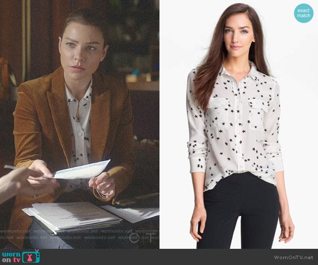 Starry Night Slim Signature Shirt by Equipment worn by Chloe Decker (Lauren German) on Lucifer