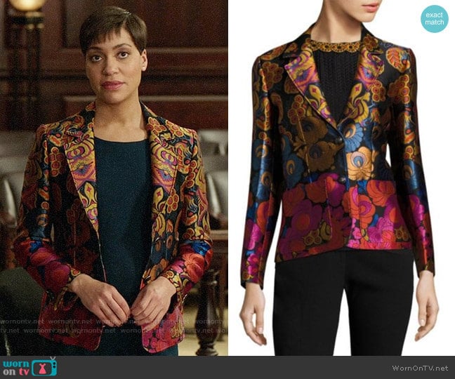 Etro Floral Jacquard Blazer worn by Lucca Quinn (Cush Jumbo) on The Good Fight