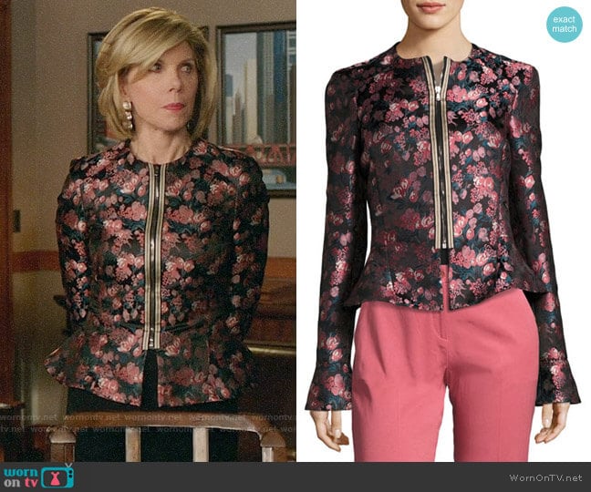 Etro Floral Jacquard Fencing Jacket worn by Diane Lockhart (Christine Baranski) on The Good Fight