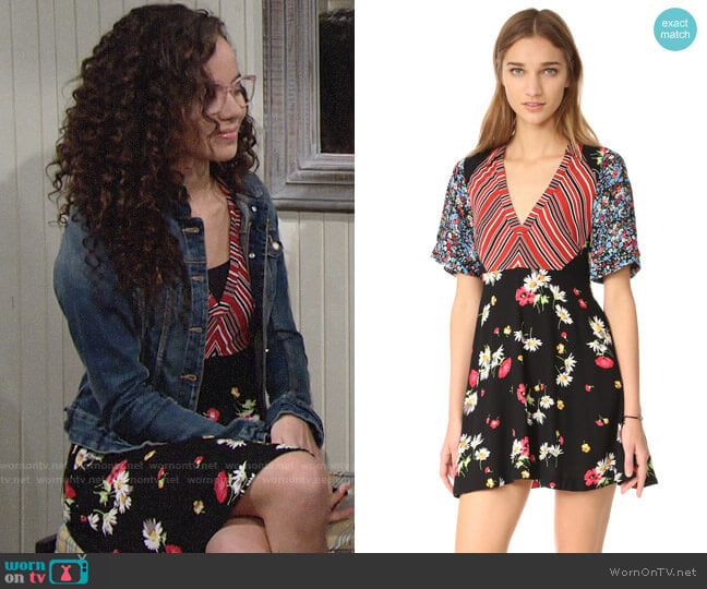 Free People Mix It Up Printed Mini Dress worn by Mattie Ashby (Lexie Stevenson) on The Young and the Restless